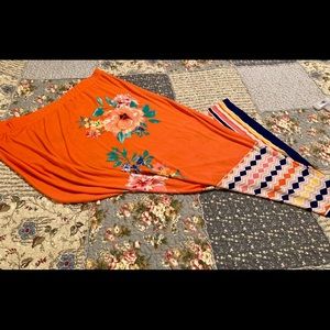 XL orange floral skirt